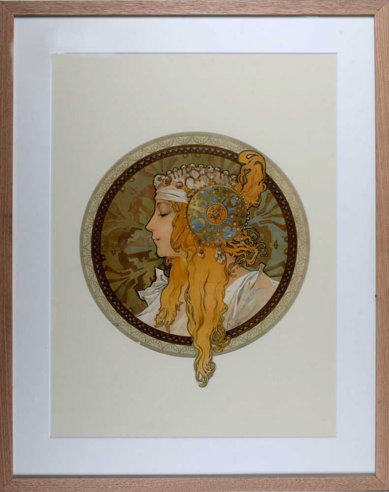 Litografia Mucha - Byzantine Heads: Blond. 1900 - Framed!