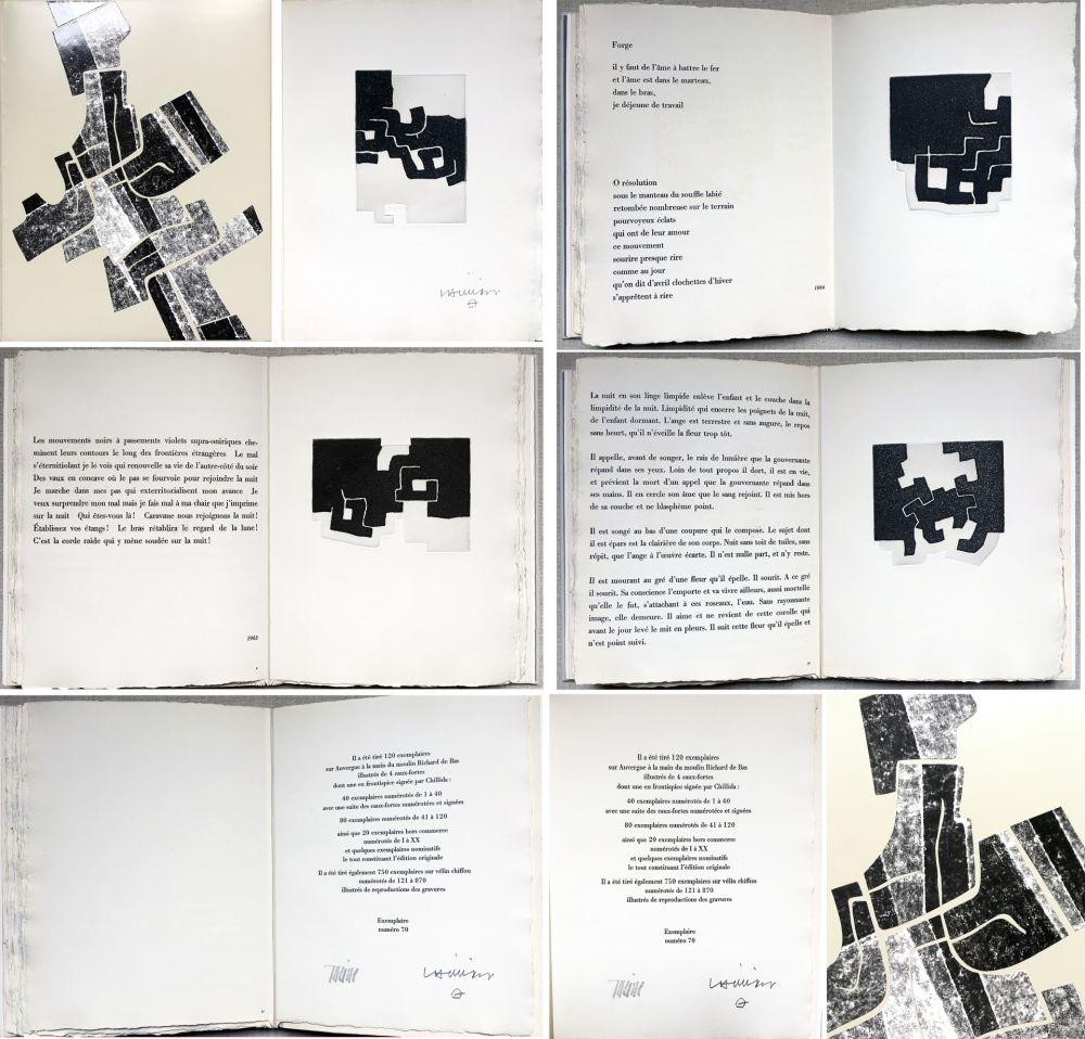 Libro Illustrato Chillida -  C. Racine. LE SUJET EST LA CLAIRIÈRE DE SON CORPS. Poèmes. 4 eaux-fortes originales (1974)
