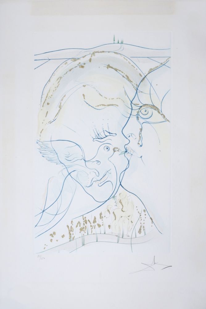 Incisione Dali - Cantique des Cantiques : Les Yeux de colombe de la Mariée, 1971 - Hand-signed
