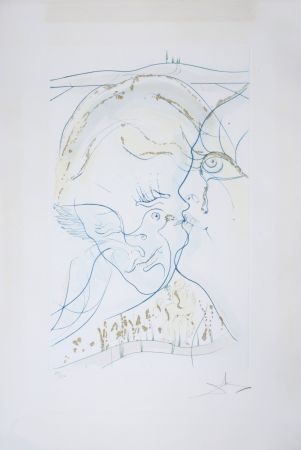 Incisione Dali - Cantique des Cantiques : Les Yeux de colombe de la Mariée, 1971 - Hand-signed