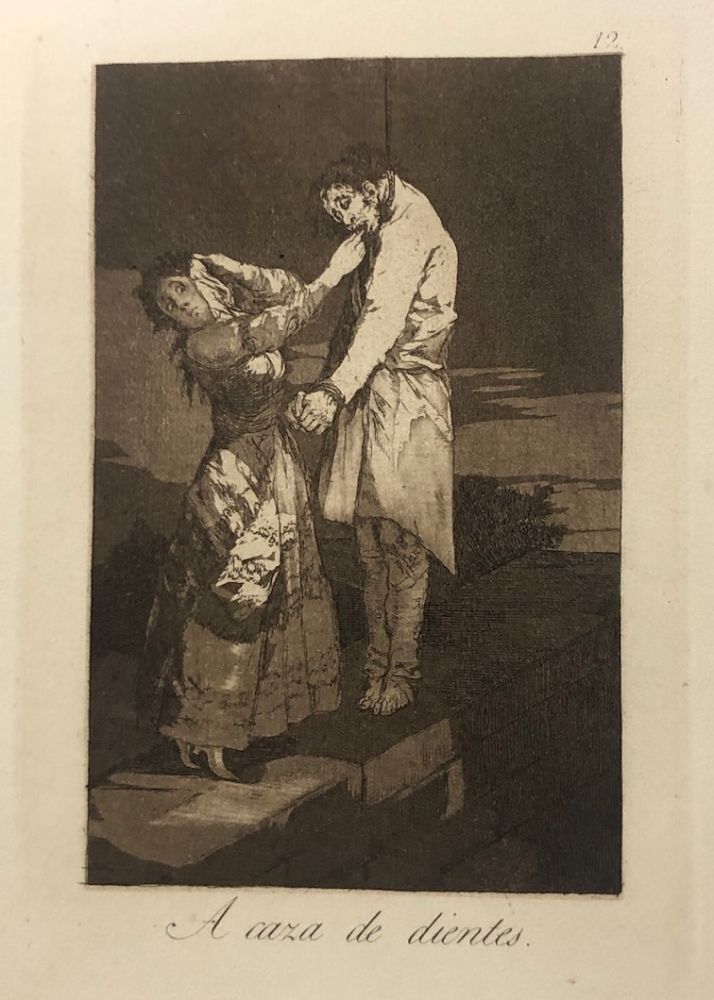 Acquaforte Goya - Capricho 12 . A caza de los dientes