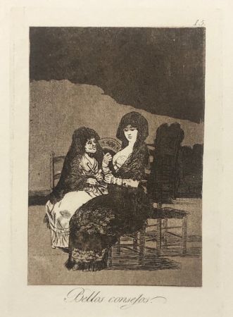 Acquaforte Goya - Capricho 15. Bellos consejos