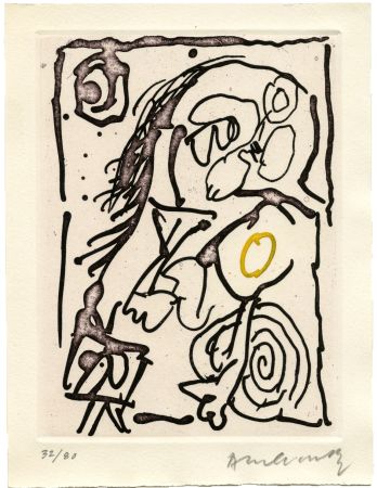Litografia Alechinsky - Carré Blanc III
