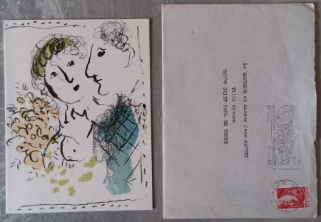 Litografia Chagall - Carte de voeux 1980