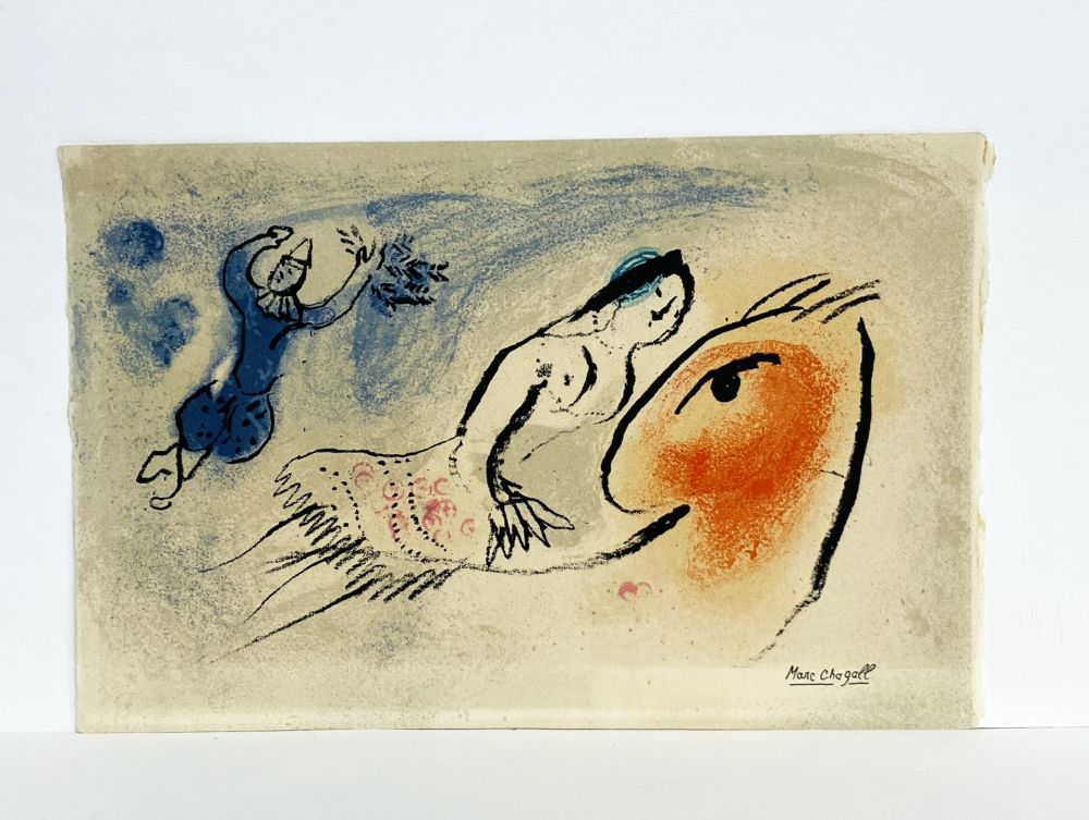 Litografia Chagall - Carte de vœux pour la Galerie Maeght. 1960.