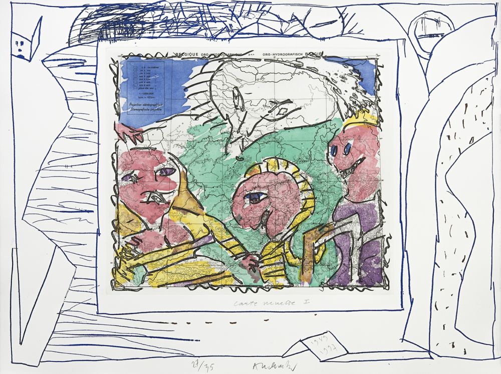 Incisione Alechinsky - Carte mise à jour I