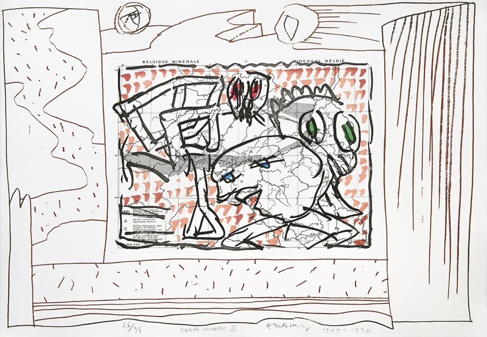 Incisione Alechinsky - Carte mise à jour II