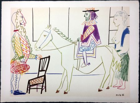 Litografia Picasso - Cavalier costumé 1 (La Comédie Humaine - Verve 29-30. 1954) 