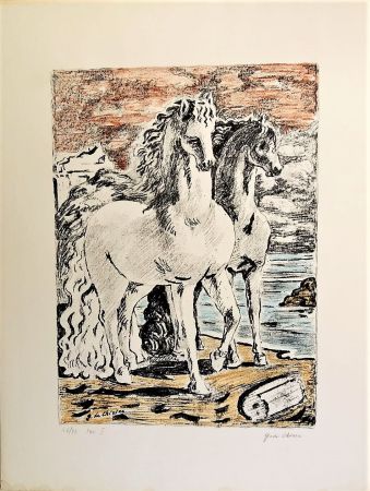 Litografia De Chirico - Cavalli antichi