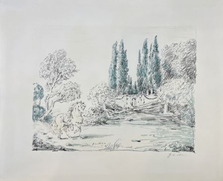Litografia De Chirico - Cavallo a villa Falconieri