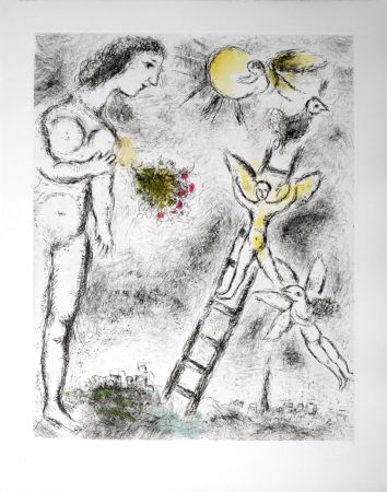Acquaforte E Acquatinta Chagall - Celui qui dit les choses sans rien dire, 1976 - PLATE 25