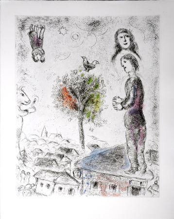Acquaforte E Acquatinta Chagall - Celui qui dit les choses sans rien dire, 1976 - PLATE 3
