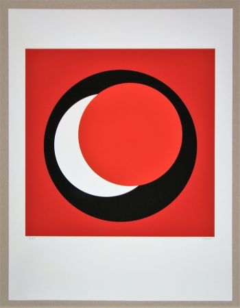 Serigrafia Claisse - Cercle rouge sur fond rouge foncé