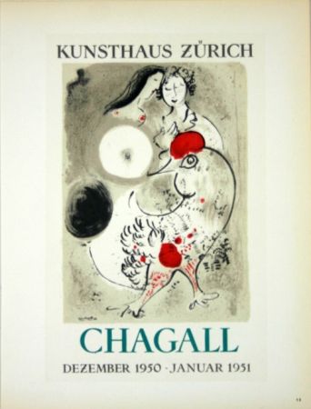 Litografia Chagall - Chagall  Kunsthaus  Zürich  Décembre 1950