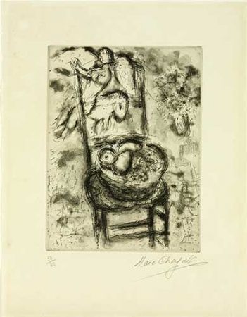 Incisione Chagall - Chaise à la corbeille de fruits