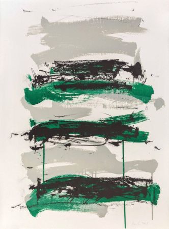 Litografia Mitchell - Champs (Black, Gray and Green)
