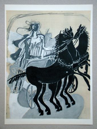 Litografia Braque (After) - Char avec trois chevaux