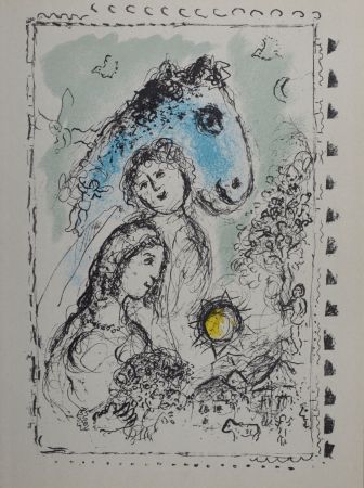 Litografia Chagall - Cheval bleu au couple, 1982