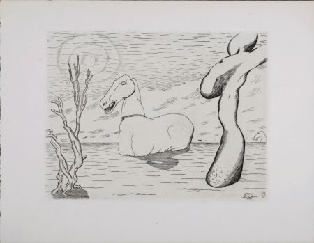 Acquaforte Vieillard - Cheval surréaliste, 1946