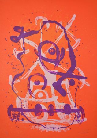 Litografia Miró - Chevauchee Rouge Et Violet - M610