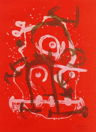 Litografia Miró - Chevauchée rouge brun