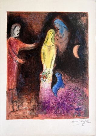 Litografia Chagall - CHLOÉ VÊTUE ET COIFFÉE PAR CLÉARISTE (Daphnis & CHLOÉ - 1961)
