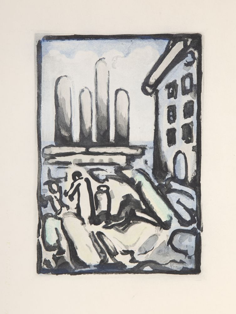 Acquaforte E Acquatinta Rouault - Christ Au Faubourg