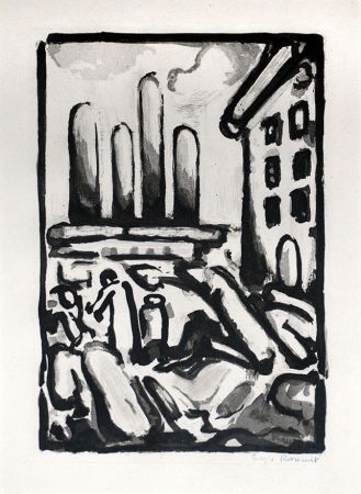 Acquaforte E Acquatinta Rouault - Christ au Faubourg (Christ in Faubourg) from Passion, 1935 