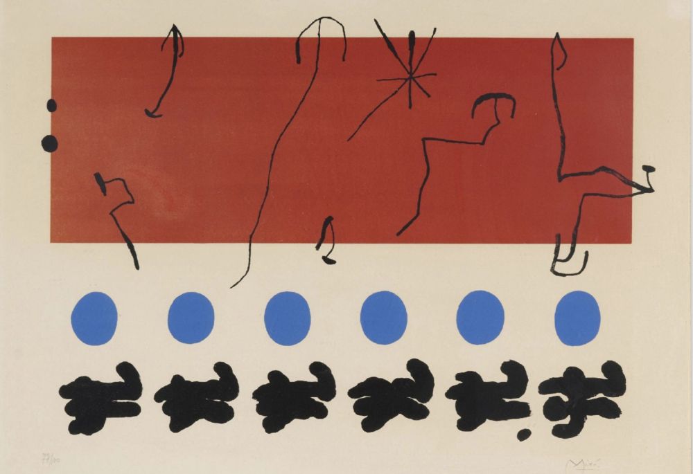 Litografia Miró - Ciel rouge