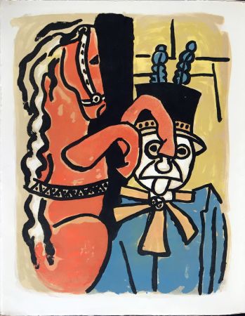 Litografia Leger - Cirque : Dompteur et cheval. 1950