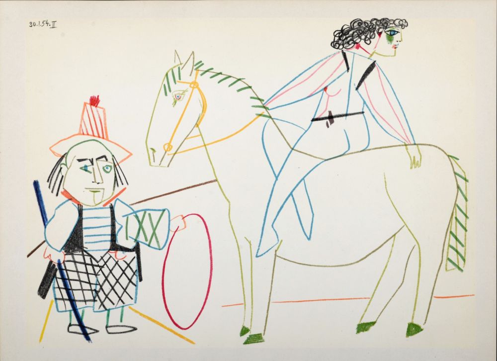 Litografia Picasso - Clown & Circus Rider, 1954