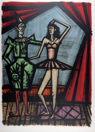 Litografia Buffet - Clown et Ballerine, 1968