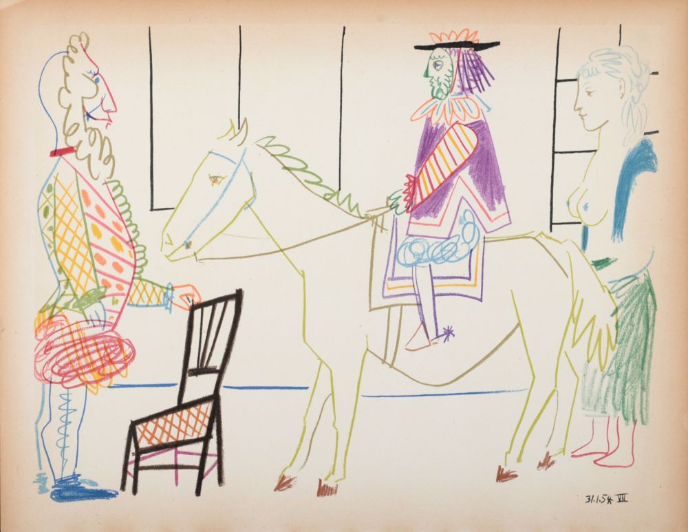 Litografia Picasso - Clown, Knight & Woman, 1954