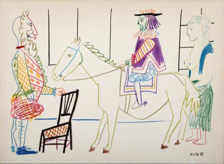 Litografia Picasso - Clown, Knight & Woman, 1954