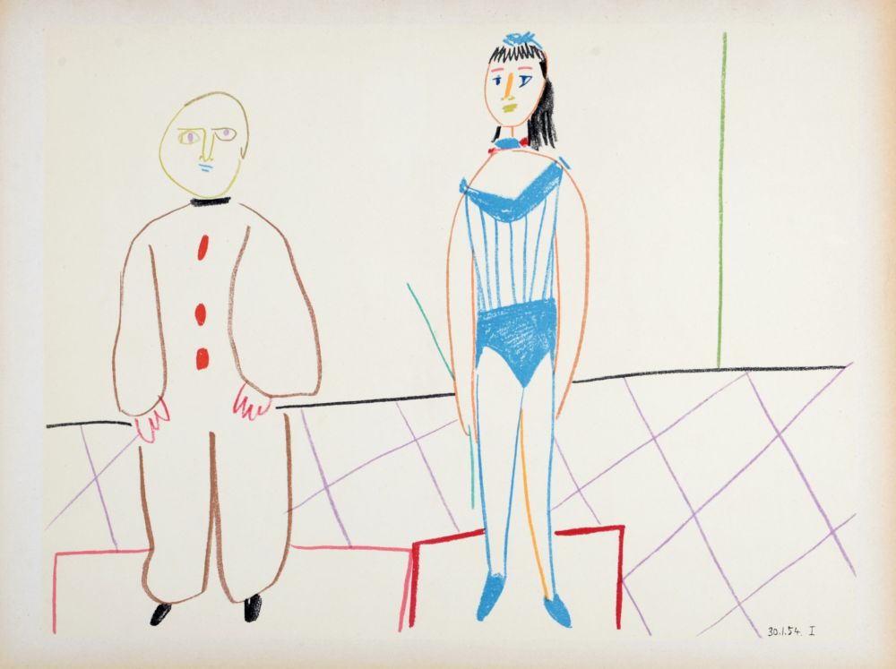 Litografia Picasso - Clown & Woman, 1954