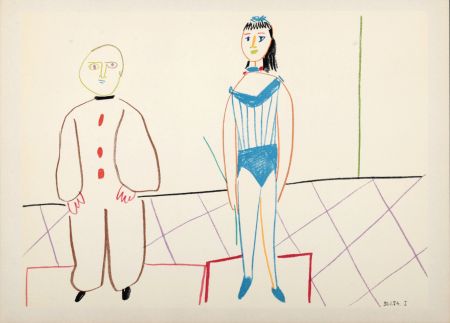 Litografia Picasso - Clown & Woman 1954