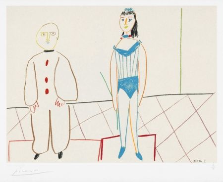 Litografia Picasso - Clowne et acrobate (Clown and Acrobat) / One Plate, from Verve Nos 29-30, 1954