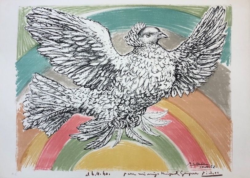 Litografia Picasso - Colombe volant