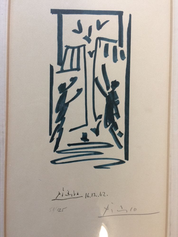 Litografia Picasso - Colombes et prisonniers (pour les exiles espagnols)