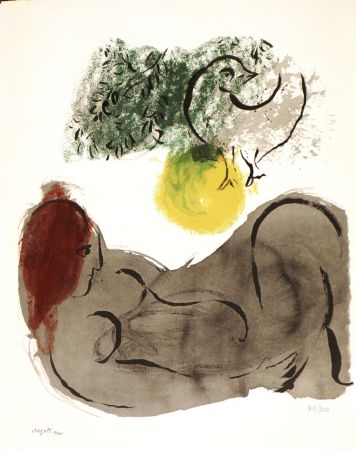 Litografia Chagall - Colour Amour, Nu A L’Oiseau