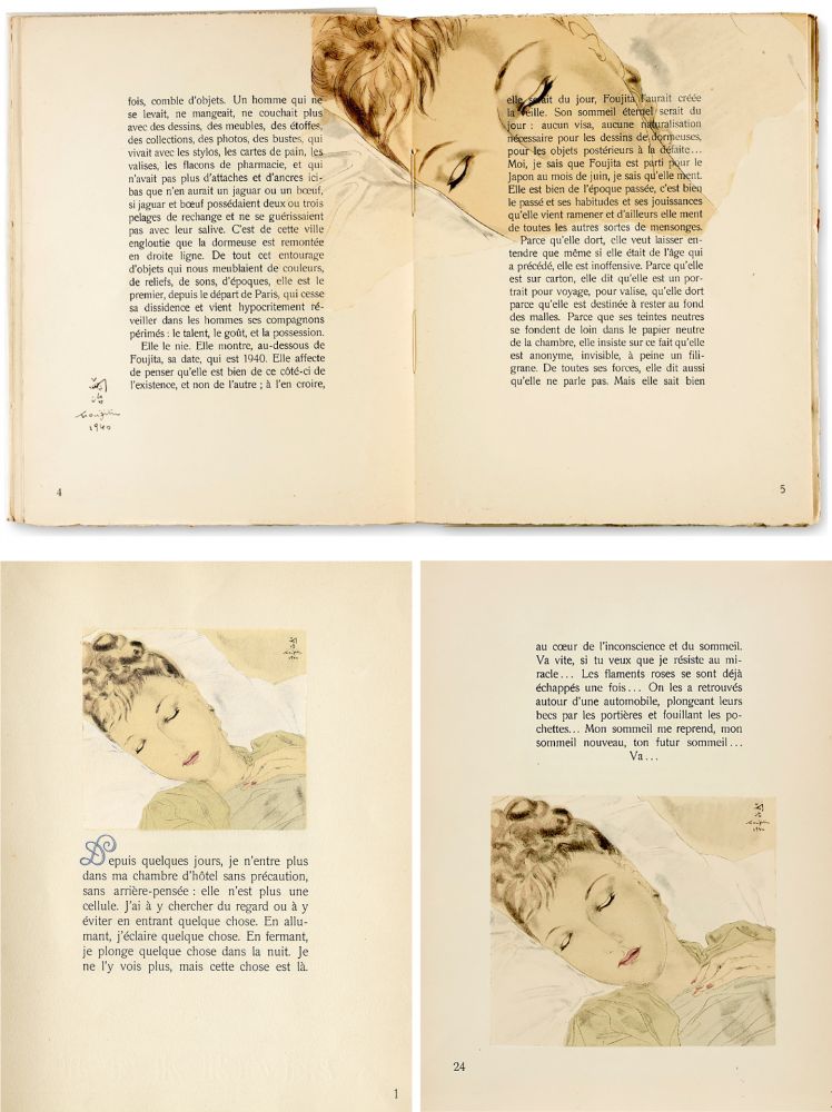 Libro Illustrato Foujita - COMBAT AVEC L'IMAGE. (J. Giraudoux) Avec un dessin de Foujita (1941).