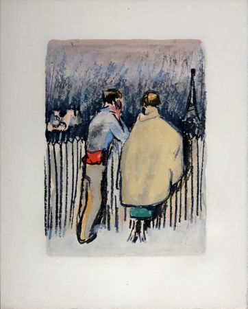 Litografia Van Dongen - Comme dans Louise, les couples, du haut de la Butte, contemplaient Paris, 1949