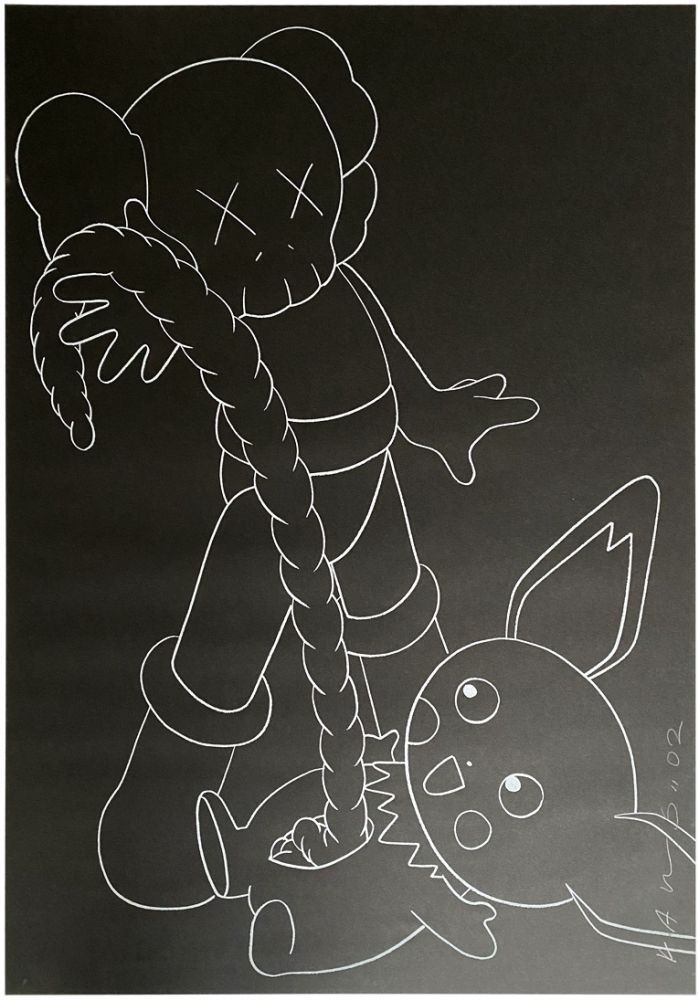 Serigrafia Kaws - Companion vs Pikachu