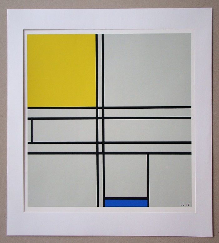 Serigrafia Mondrian - Compositie met blauw en geel - 1935