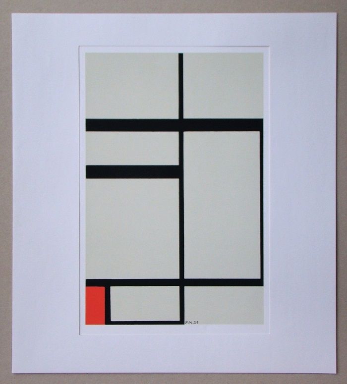 Serigrafia Mondrian - Compositie met rood - 1931