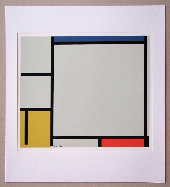 Serigrafia Mondrian - Compositie met rood, geel en blauw - 1922