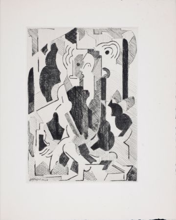 Incisione Gleizes - Composition, 1947