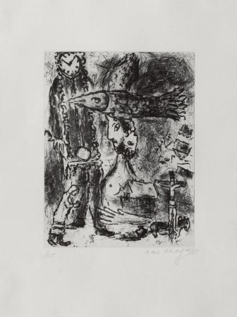 Acquaforte E Acquatinta Chagall - Composition A L'Horloge