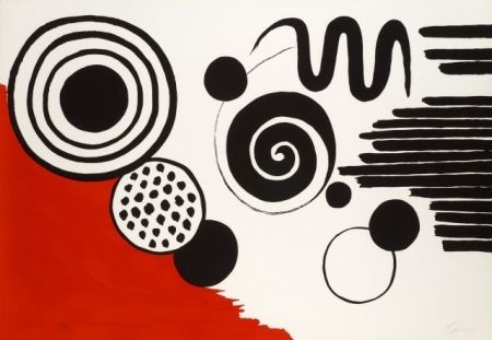 Litografia Calder - Composition au serpent noir