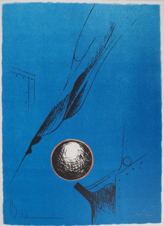 Litografia Heiliger - Composition Bleu à la sphère
